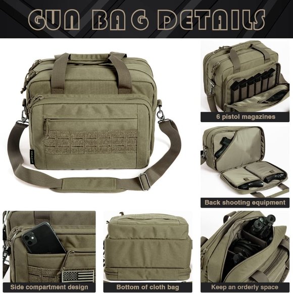 Gun Bag Range Bag Pistol Case Gun Case Magazine Lockable Double Layer Explosion - Picture 3 of 3